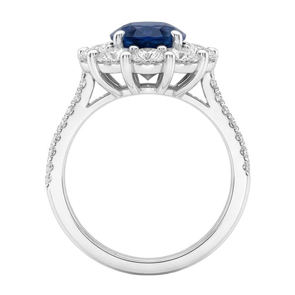 Solitaire With Accents Sri Lanka Sapphire Natural Earth Mined Diamonds 4.75 Ct. Ring WG 14K