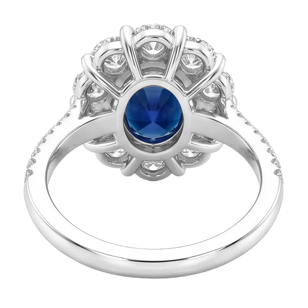 Solitaire With Accents Sri Lanka Sapphire Natural Earth Mined Diamonds 4.75 Ct. Ring WG 14K