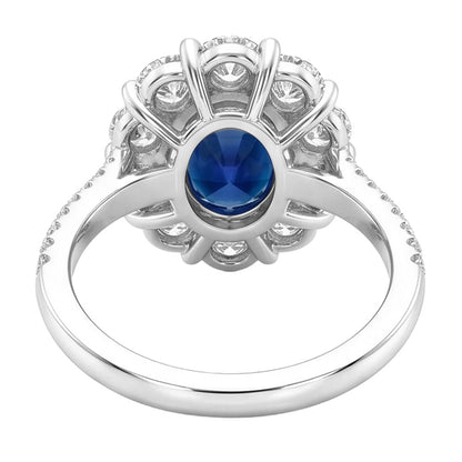 Solitaire With Accents Sri Lanka Sapphire Natural Earth Mined Diamonds 4.75 Ct. Ring WG 14K