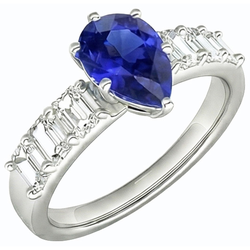 Natural Sapphire Ring 2.50ct - White Gold 14K