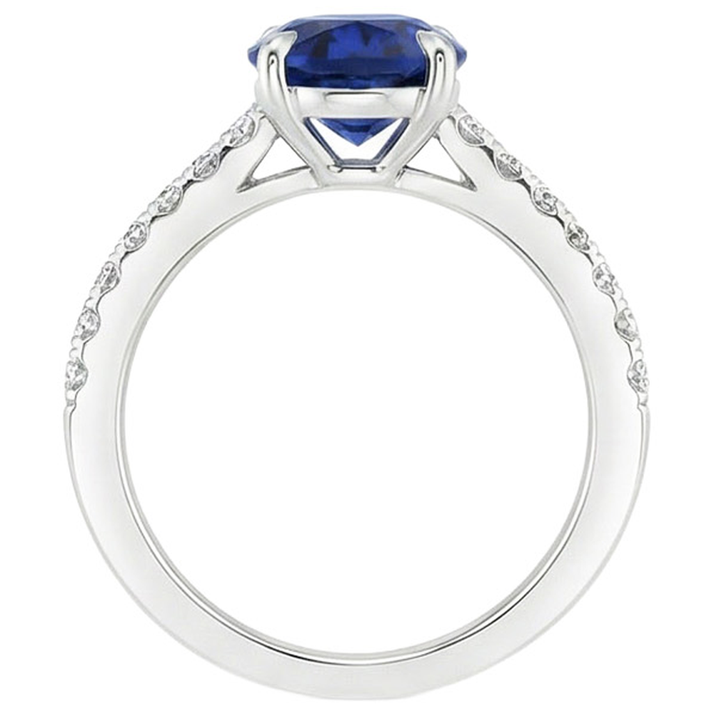 Solitaire With Natural Earth Mined Diamond Accents Engagement Ring Blue Sapphire 4 Carats