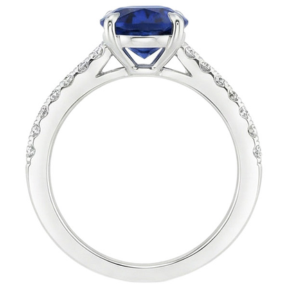 Solitaire With Natural Earth Mined Diamond Accents Engagement Ring Blue Sapphire 4 Carats