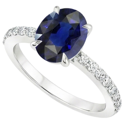 Solitaire With Natural Earth Mined Diamond Accents Engagement Ring Blue Sapphire 4 Carats