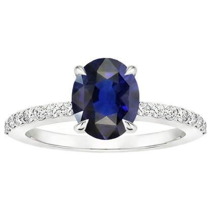 Solitaire With Natural Earth Mined Diamond Accents Engagement Ring Blue Sapphire 4 Carats