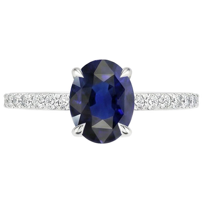 Solitaire With Natural Earth Mined Diamond Accents Engagement Ring Blue Sapphire 4 Carats