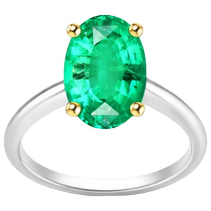 Natural Real ( Not Lab Grown ) Solitaire Womens Ring Green Emerald GIA Oval Cut
