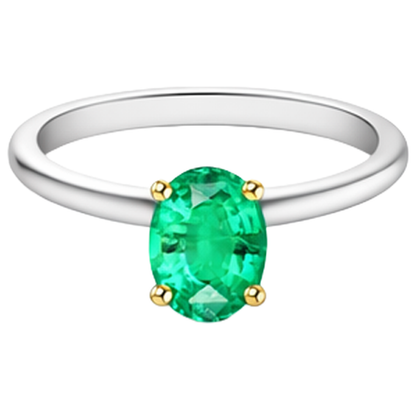 Natural Real ( Not Lab Grown ) Solitaire Womens Ring Green Emerald GIA Oval Cut