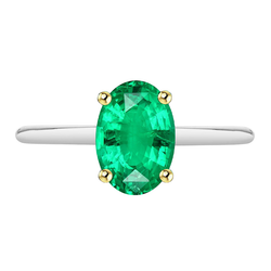 Solitaire Womens Ring Green Emerald Oval Cut