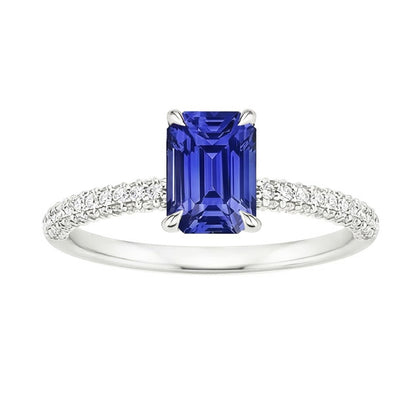 Solitaire with Accents Ring Sri Lankan Sapphire & Natural Earth Mined Diamond 4 Carats