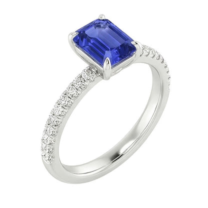 Solitaire with Accents Ring Sri Lankan Sapphire & Natural Earth Mined Diamond 4 Carats