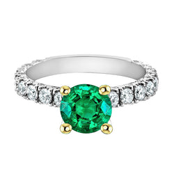 Natural Emerald Ring 2.50ct - Two Tone 14K Gold
