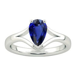 Solitaire Madagascar Pear Sapphire Ring