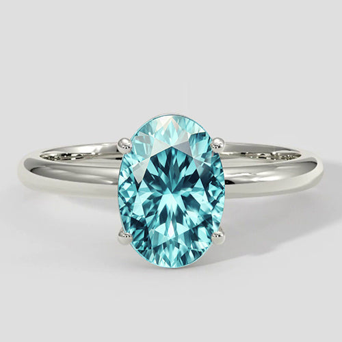 Natural Real ( Not Lab Grown )  Solitaire Oval Bluish Paraiba Ring 3 Carats