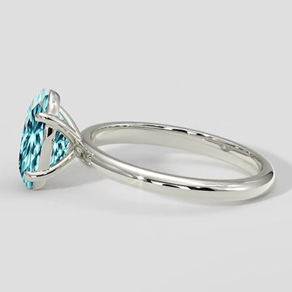 Natural Real ( Not Lab Grown )  Solitaire Oval Bluish Paraiba Ring 3 Carats