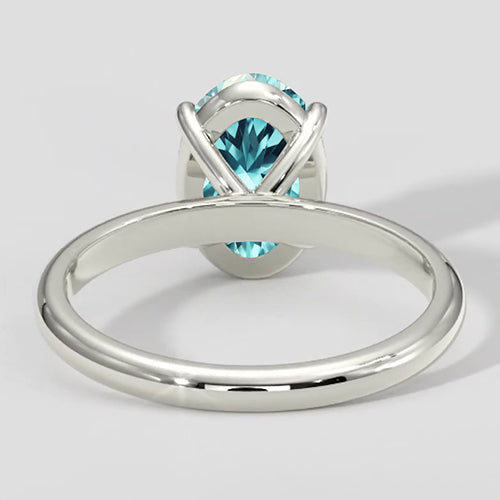 Natural Real ( Not Lab Grown )  Solitaire Oval Bluish Paraiba Ring 3 Carats