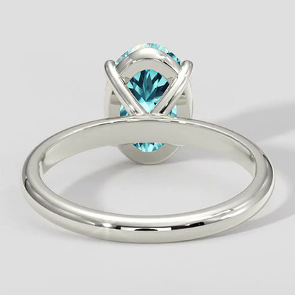 Natural Real ( Not Lab Grown )  Solitaire Oval Bluish Paraiba Ring 3 Carats
