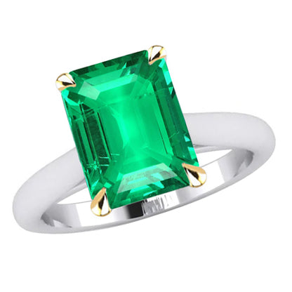 Solitaire Ring Green Emerald Gem Jewelry