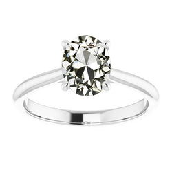 Solitaire Ring Oval Lab Grown Diamond 14K White Gold 3 Carats