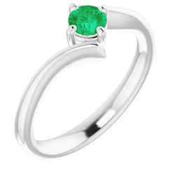 Solitaire Ring Twist Style Green Emerald 1.25 Carats White Gold