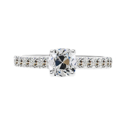 Solitaire Ring With Accents Cushion Old Miner Engagement Genuine Natural Real Diamond ( Not Lab Grown ) 5 Carats