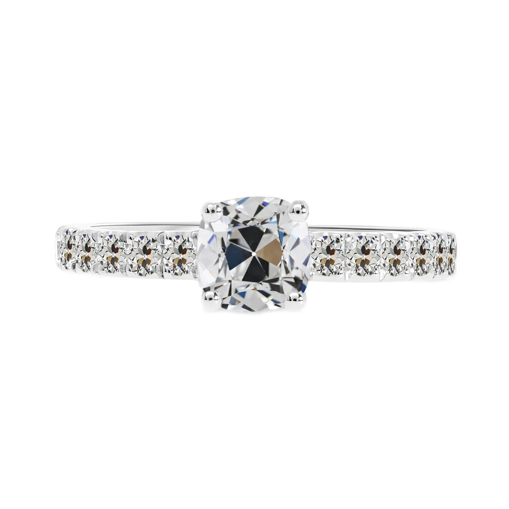Solitaire Ring With Accents Cushion Old Miner Engagement Diamond 5 Carats