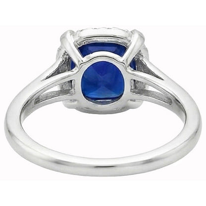Solitaire With Accents 2.50 Ct Sri Lankan Sapphire And Natural Earth Mined Diamonds Ring
