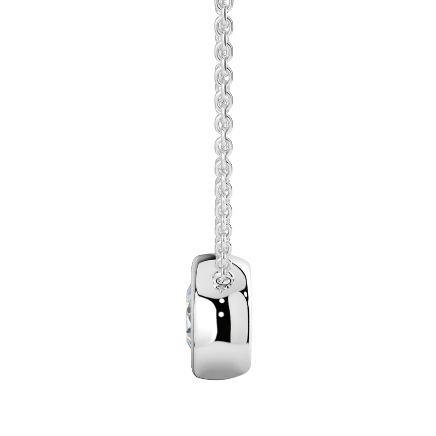 Solitaire 2 Ct Round Bezel Set  Natural Diamond Pendant White Gold 14K