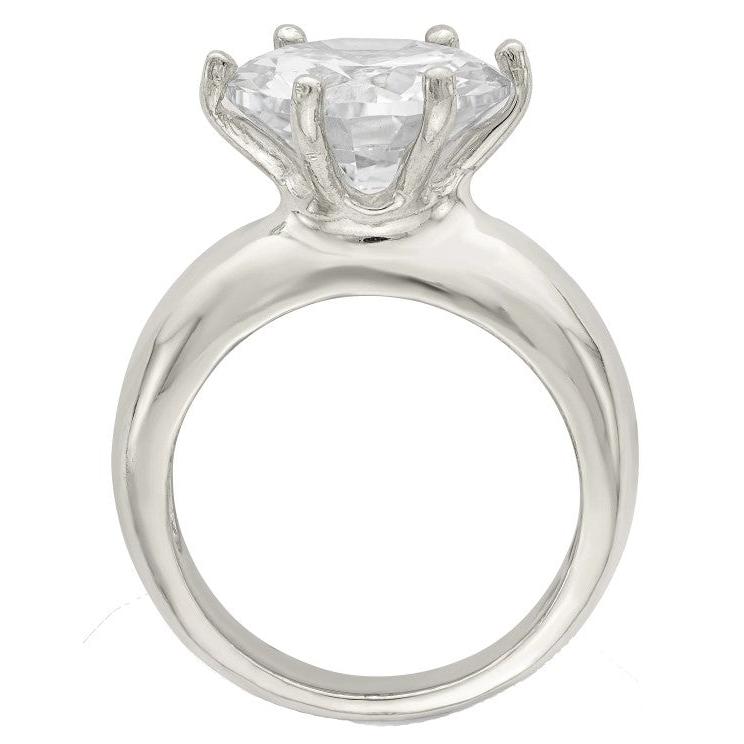 Solitaire Engagement Ring Big Round Lab Grown Diamond Wide Band 8 Carats