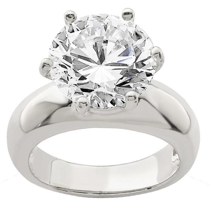 Solitaire Engagement Ring Big Round Lab Grown Diamond Wide Band 8 Carats