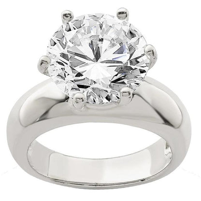 Solitaire Engagement Ring Big Round Lab Grown Diamond Wide Band 8 Carats