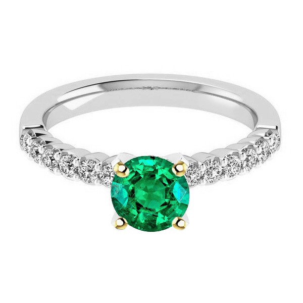 Solitaire Gemstone Ring With Accents Green Emerald 