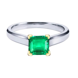 Natural Real ( Not Lab Grown ) Solitaire Green Emerald GIA Gemstone Ring