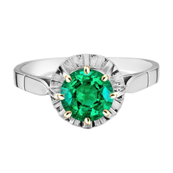 Natural Emerald Ring 2.50ct - Two Tone 14K Gold