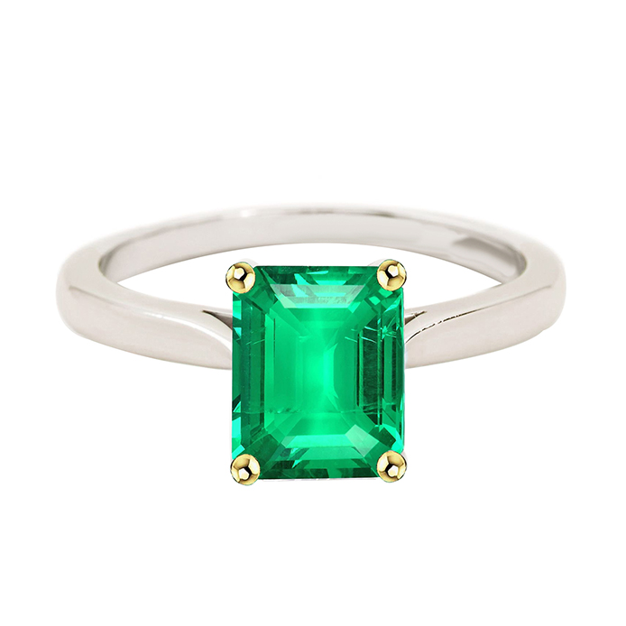 Solitaire Green Emerald Stone Ring