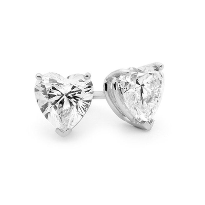 Solitaire Heart Shape 4.00 Ct. GIA Certified Lab Grown Diamonds Studs Earrings WG 14K