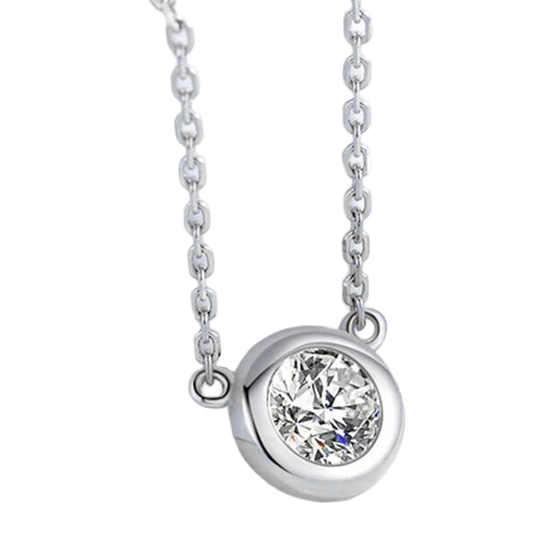 Solitaire Lab Grown Diamond Pendant Necklace Dog Ear 2.25 Carats White Gold 14K GIA CERTIFIED