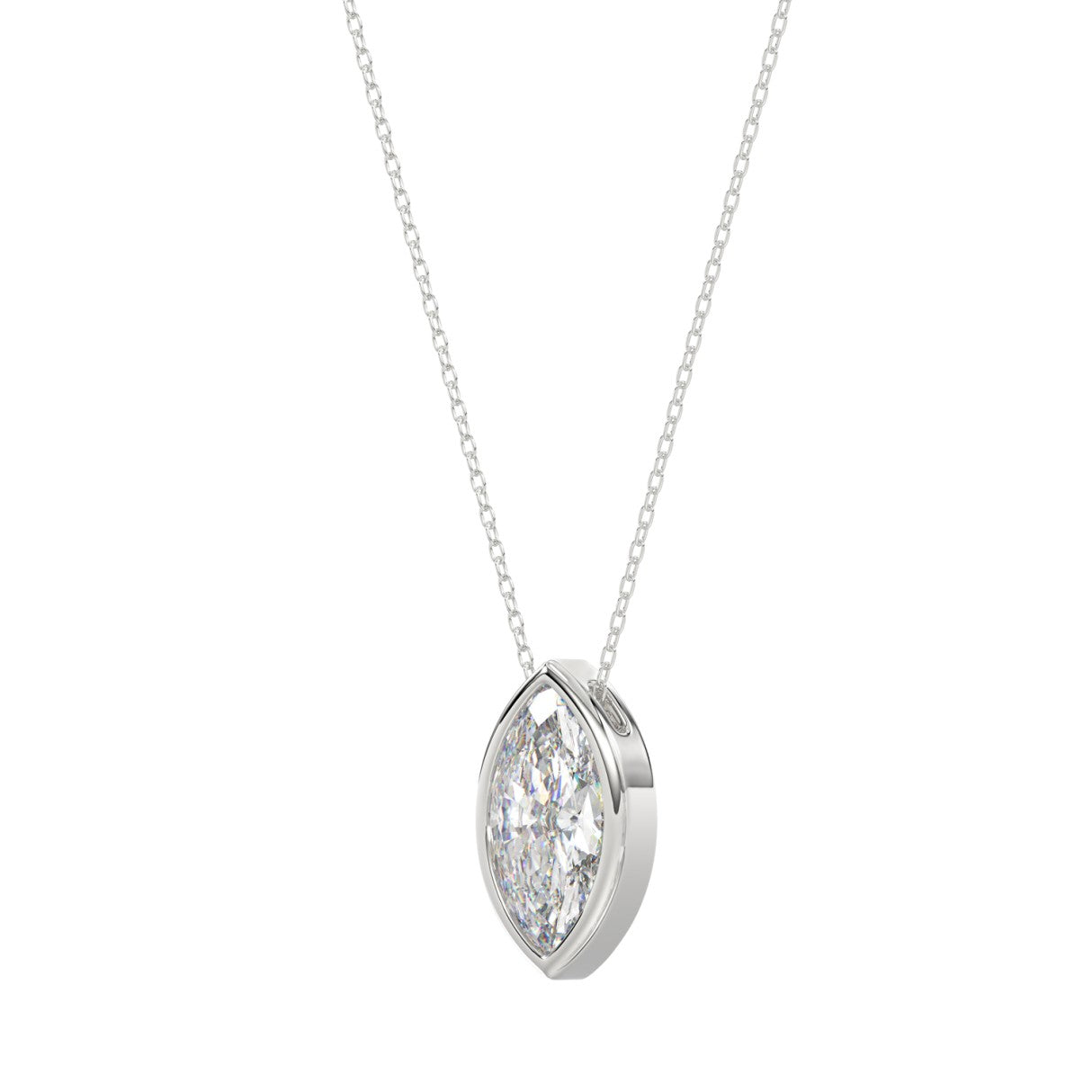 Solitaire Marquise Cut Natural Earth Mined Diamond Necklace Pendant Gold Jewelry 1.5 Ct