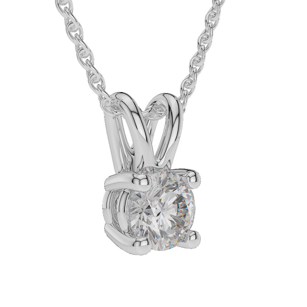 Solitaire Natural Diamond Pendant 2 Ct White Gold 14K Round Prong Set