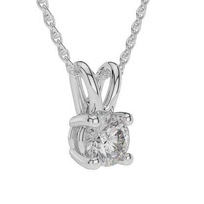 Solitaire Natural Diamond Pendant 2 Ct White Gold 14K Round Prong Set