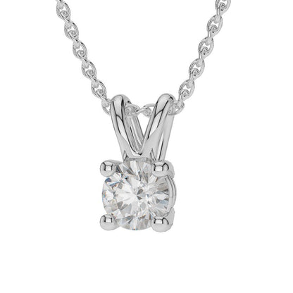 Solitaire Natural Diamond Pendant 2 Ct White Gold 14K Round Prong Set