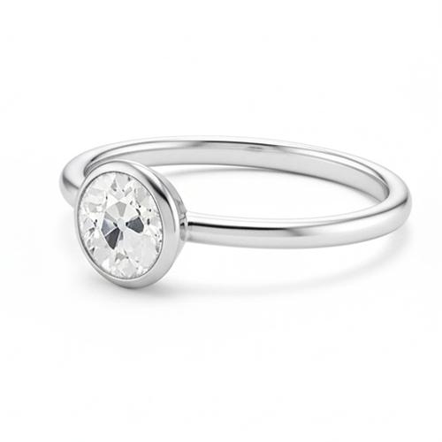 Solitaire Ring Bezel Set Round Old Miner Real Natural Earth Mined Diamond 1 Carat White Gold