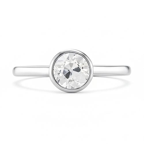 Solitaire Ring Bezel Set Round Old Miner Real Natural Earth Mined Diamond 1 Carat White Gold