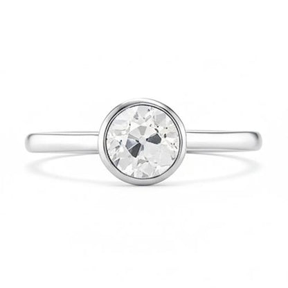 Solitaire Ring Bezel Set Round Old Miner Real Natural Earth Mined Diamond 1 Carat White Gold
