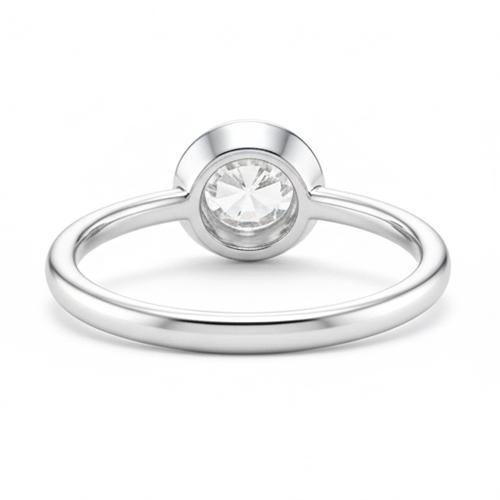 Solitaire Ring Bezel Set Round Old Miner Real Natural Earth Mined Diamond 1 Carat White Gold