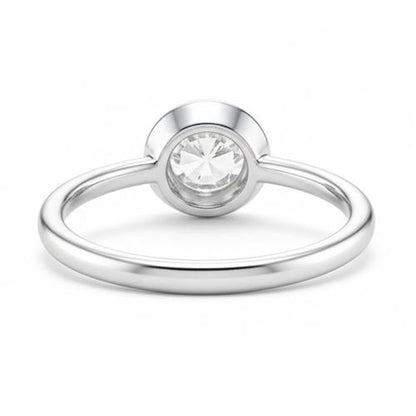 Solitaire Ring Bezel Set Round Old Miner Real Natural Earth Mined Diamond 1 Carat White Gold