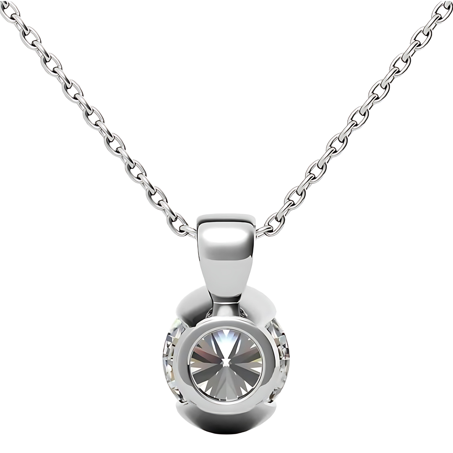 Solitaire Round Cut GIA Certified Lab Grown Diamond Ladies Pendant 2 Ct White Gold Jewelry