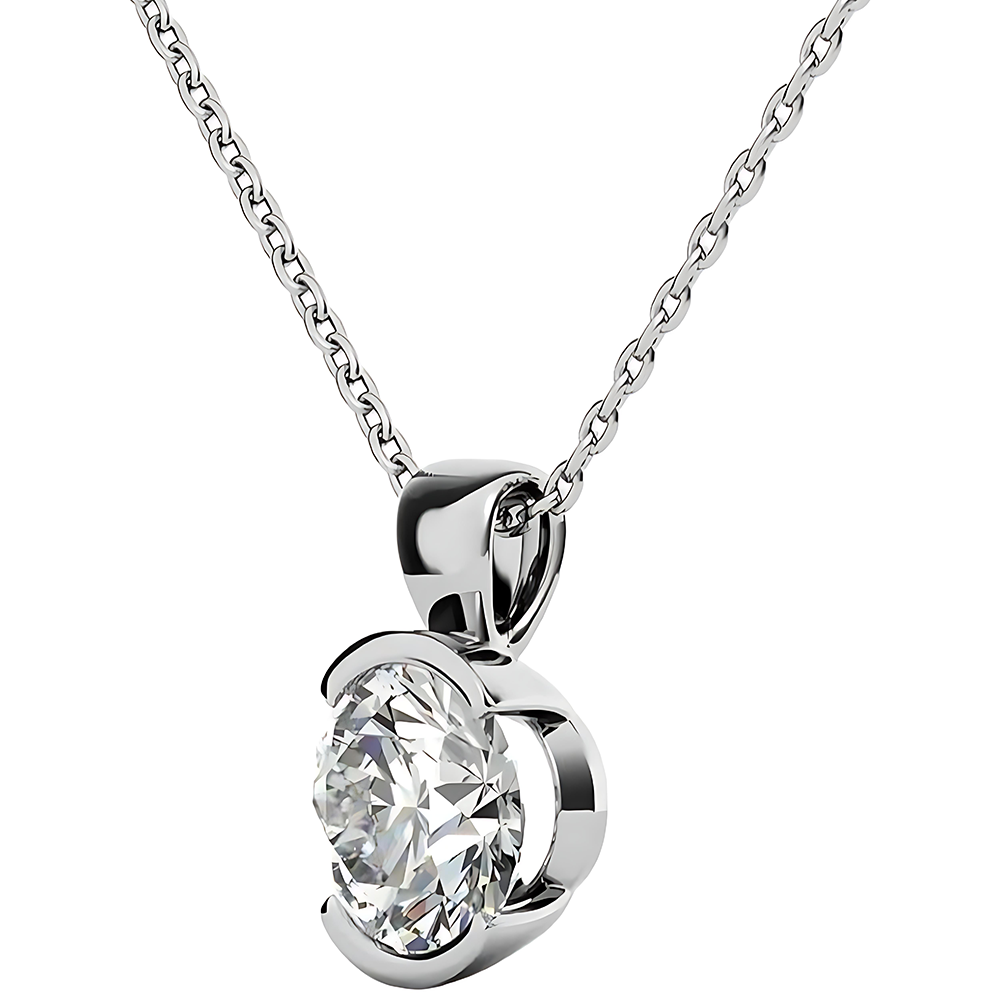 Solitaire Round Cut GIA Certified Lab Grown Diamond Ladies Pendant 2 Ct White Gold Jewelry