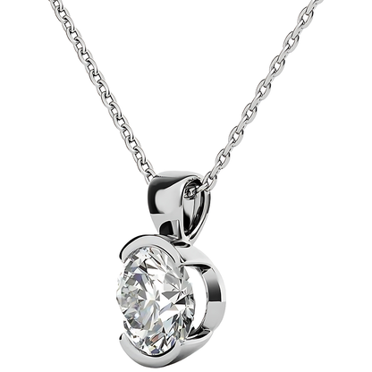 Solitaire Round Cut GIA Certified Lab Grown Diamond Ladies Pendant 2 Ct White Gold Jewelry