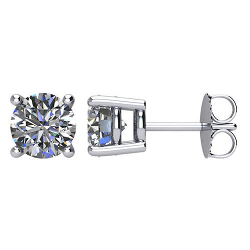 natural round diamond 5ct earring side angle