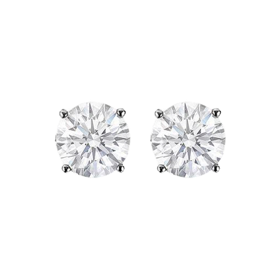 Solitaire Round GIA CERTIFIED Lab Grown Diamond Stud Earring 3 Carat Prong Set White Gold 14K